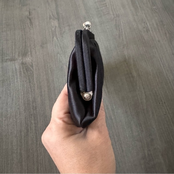 White House Black Market small satin clutch black purse evening handbag - Picture 10 of 10
